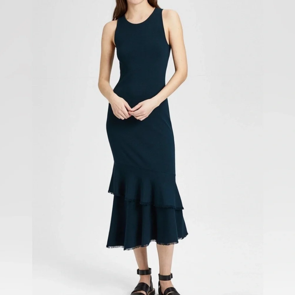 THEORY Women’s Knit Ruffle Maxi Dress Small size S - Picture 5 of 11